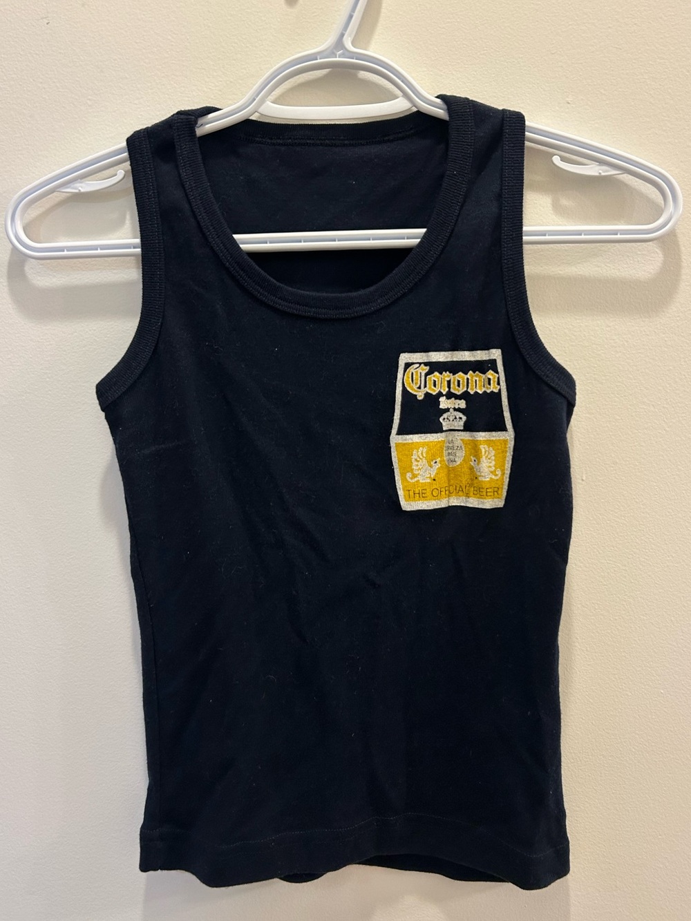 Vintage Corona Navy Tank Top with Yellow logos